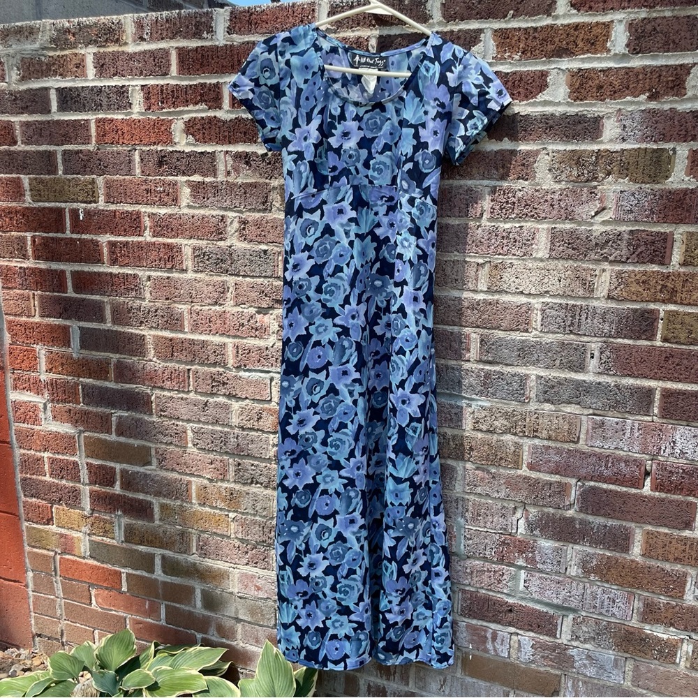 Long Blue Floral Dress